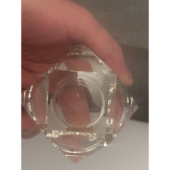 Vintage Faceted Crystal Paperweight Clear Geometric Design - Picture 4 of 4